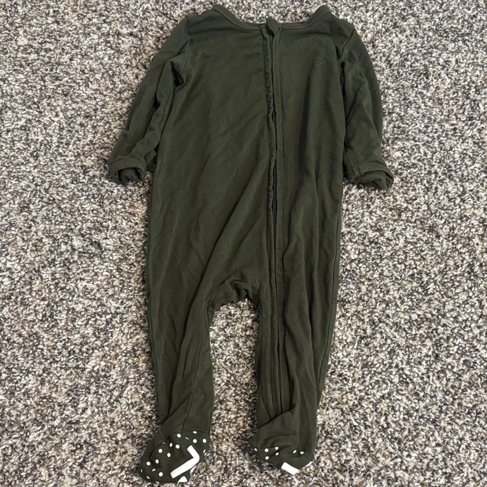 Caden Lane Olive Green Footed Pajama One-Piece